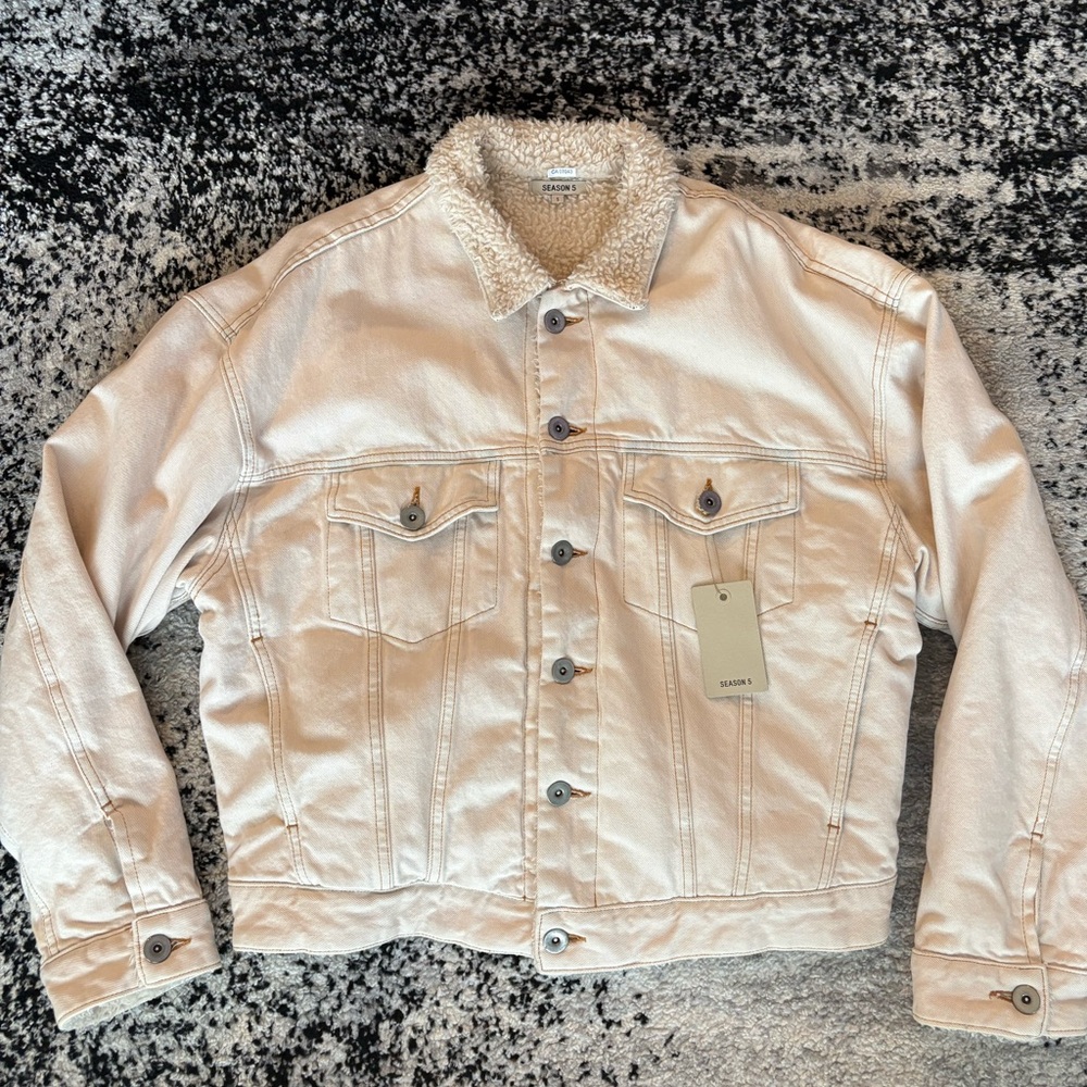 Yeezy Cream Sherpa-Lined Denim Jacket
